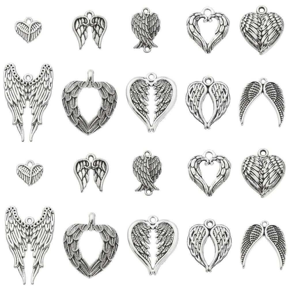 9305 100pcs Tibetan Angel Wing Charms Mixed Styles - Vintage Feather Wing